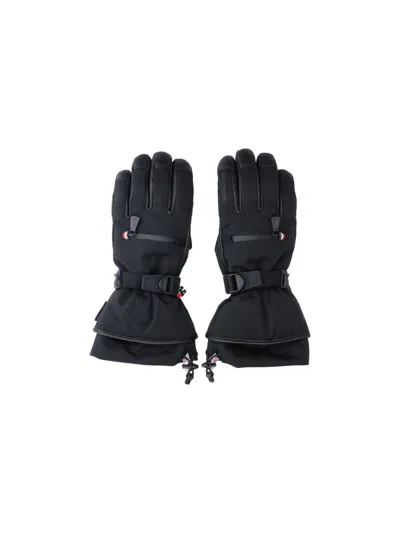 Moncler Padded Logo Gloves In Schwarz