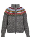 Moncler Grenoble Gerlos Jacquard Zipped Knit Down Jacket In Gray