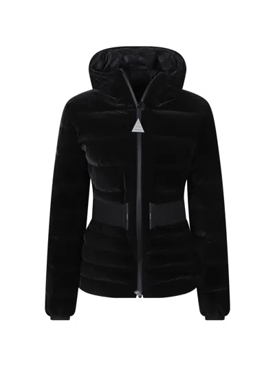 Moncler Gestuelle Belted Short Down Jacket In Black