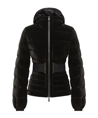 Moncler Gestuelle Belted Short Down Jacket In Black