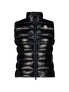 Moncler Stand-up Collar Logo Patch Gilet In Black