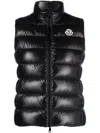 Moncler Stand-up Collar Logo Patch Gilet In Black