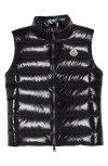 Moncler Ghany Nylon Laqué Down Puffer Vest In Black