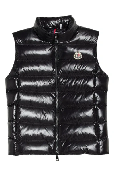 Moncler Ghany Nylon Laqué Down Puffer Vest In Black