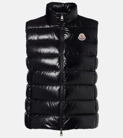Moncler Womens Full Zipper Sleeveless Puffer Vest Jacket Shiny Black