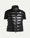 Moncler Ghany Shiny Quilted Puffer Vest In Black