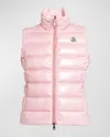 Moncler Ghany Shiny Quilted Puffer Vest In Pink