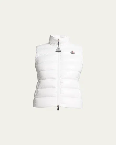 Moncler Ghany Shiny Quilted Puffer Vest In White 
