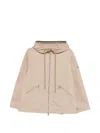 Moncler Cassiopea Hooded Polyester Jacket Drawstring Pockets In Neutral