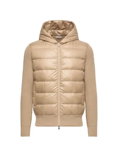 Moncler Giacca Bomber Beige Kaki Imbottita Con Tasche Laterali