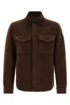 Moncler Cozy Jacket With Chest Pockets And Corduroy Collar In Brown