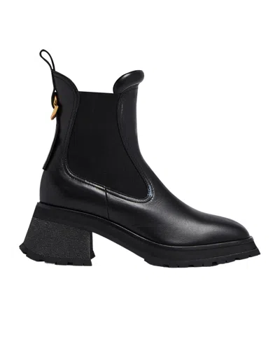 Moncler Gigi Embellished Leather Chelsea Boots In Black