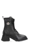 Moncler Gigi Leather Lace-up Ankle Boots In Black