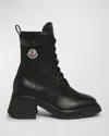 Moncler Gigi Leather Lace-up Ankle Boots In Black