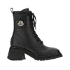 Moncler Gigi Leather Lace-up Ankle Boots In Black
