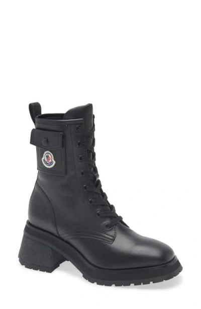 Moncler Black Gigi Leather Lace-up Boots