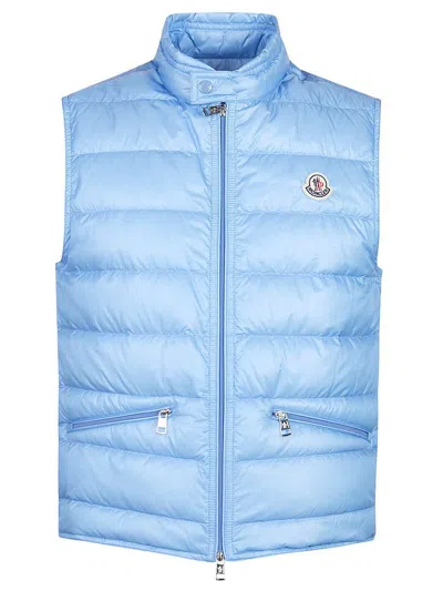 Moncler Gui Packable Down Vest In Light Blue