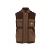 Moncler High Collar Quilted Vest Pockets In Brown