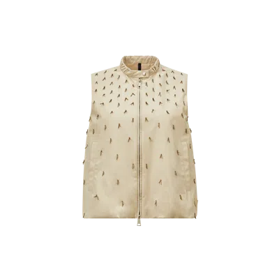 Moncler Gruilly Beaded Cotton Vest Beige