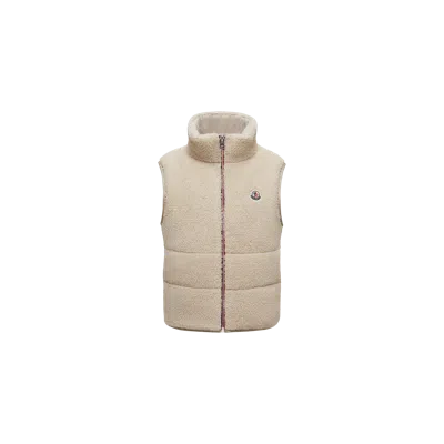 Moncler Kids' Gilet Matelassé Tib En Teddy In Neutral