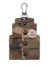 Moncler Camouflage Puffer Vest Keychain In Brown