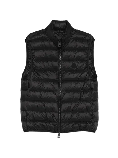 MONCLER Black quilted gilet with zip and logo MONCLER