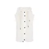 Moncler Hooded Sleeveless Faux Fur Jacket With Drawstring In White