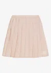 Moncler Checked Pleated Mid Rise Cotton Polyester Skirt In Pink