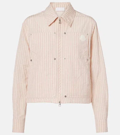 Moncler Gingham Cotton-blend Jacket In Pink
