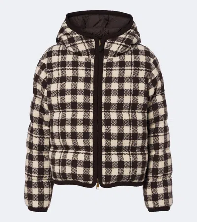 Moncler Abstraction Checked Wool-blend Down Jacket In Brown
