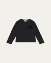 Moncler Girl's 3d Flower Long-sleeve T-shirt In Blue