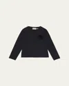 Moncler Girl's 3d Flower Long-sleeve T-shirt In Blue