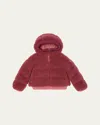 Moncler Girl's Adalbertas Hooded Down Jacket In Red