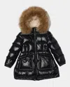 Moncler Girl's Aruna Long Down Parka In Black
