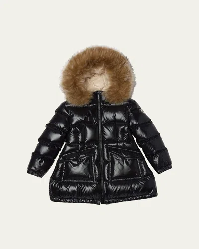 Moncler Kids' Girl's Aruna Long Down Parka In Black
