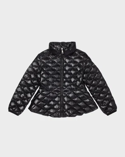Moncler Kids' Girl's Barvie Diamond Quilted Jacket In Black