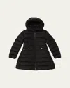 Moncler Girl's Charpal Hooded Long Down Coat In Black
