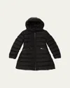 Moncler Girl's Charpal Hooded Long Down Coat In Black