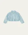 Moncler Girl's Chazeron Bubble Bomber Jacket In 711 - Frozen Blue