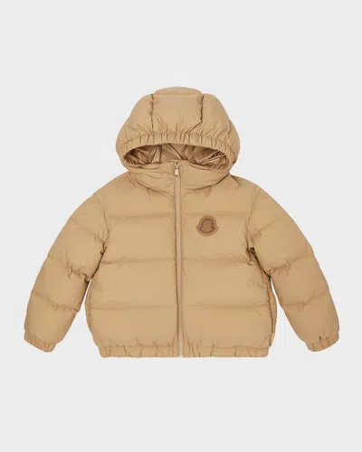 Moncler Kids' Girl's Clarita Embellished Bell Puffer Jacket In Khaki