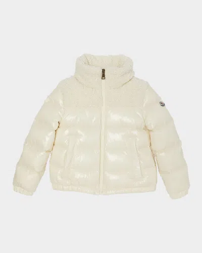 MONCLER GIRL'S DIMA TEXTURED-YOKE DOWN JACKET