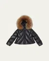 Moncler Girl's Domas Shearling Hooded Down Jacket