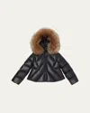 Moncler Girl's Domas Shearling Hooded Down Jacket