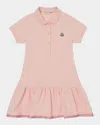Moncler Girls Teen Pink Logo Polo Dress In Pastel Pink