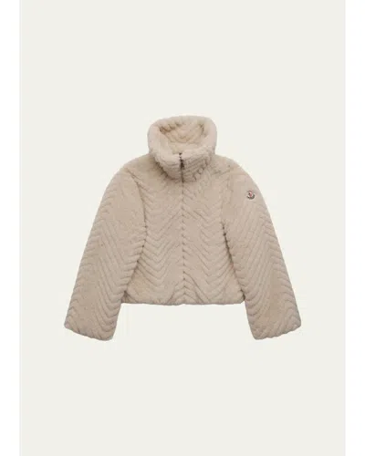 Moncler Kids' Girl's Eira Zip-front Jacket In Brown