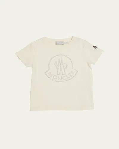 Moncler Kids' Girl's Embellished Bell Logo T-shirt In Cream
