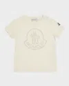 Moncler Girl's Embellished Bell Logo T-shirt In Cream