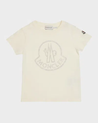 Moncler Kids' Girl's Embellished Bell Logo T-shirt In Cream