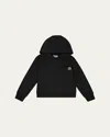 Moncler Girl's Embroidered Logo Appliqué Hoodie In Black