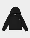 Moncler Girl's Embroidered Logo Applique Hoodie In Black